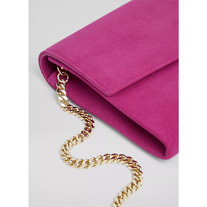 LK Bennett Layla Bright Burgundy Suede Envelope Clutch